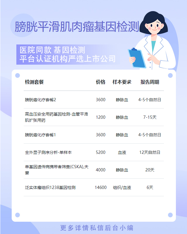 渭南膀胱平滑肌肉瘤基因檢測的費用大概多少錢