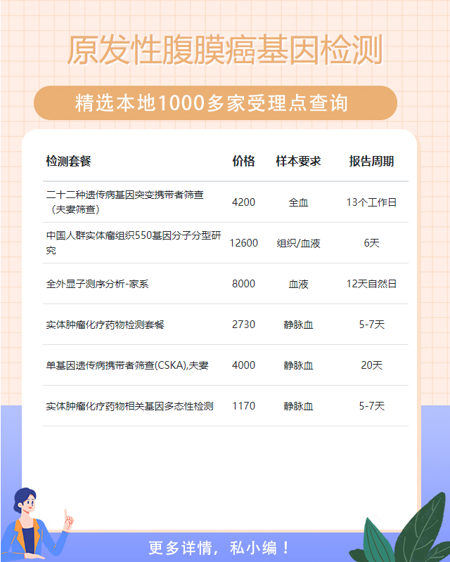 宜昌原發性腹膜癌基因檢測大概多少錢