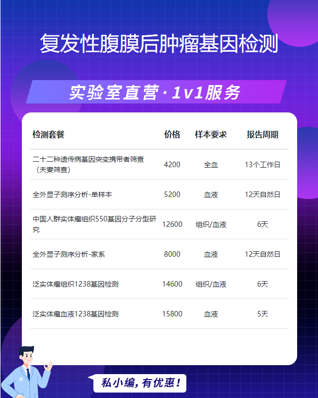 安慶復發性腹膜后腫瘤基因檢測的費用大概多少錢一次