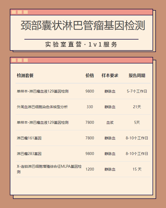 邯鄲頸部囊狀淋巴管瘤基因檢測多少錢一份