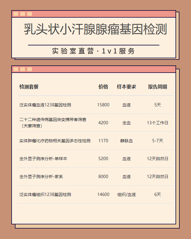 四平乳頭狀小汗腺腺瘤基因檢測到哪里可以辦理