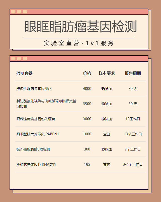 泉州眼眶脂肪瘤基因檢測需要什么材料和樣本
