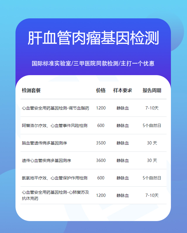 泉州肝血管肉瘤基因檢測項目大概需要多少錢