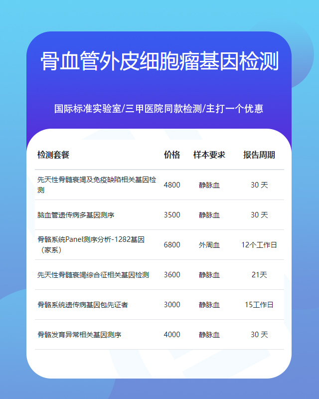 溫州骨血管外皮細胞瘤基因檢測費用是多少錢