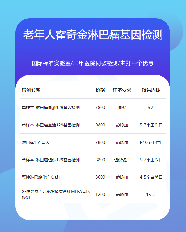 信陽老年人霍奇金淋巴瘤基因檢測一般多少錢一次
