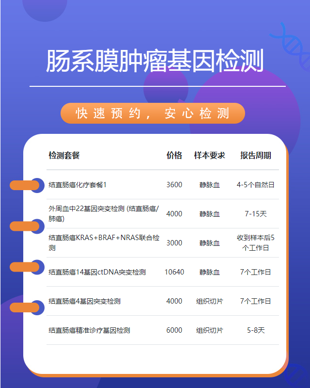 九江腸系膜腫瘤基因檢測大概花多少錢