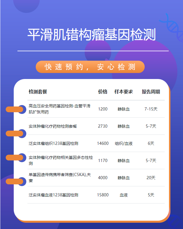 宿州平滑肌錯構瘤基因檢測收費是多少錢
