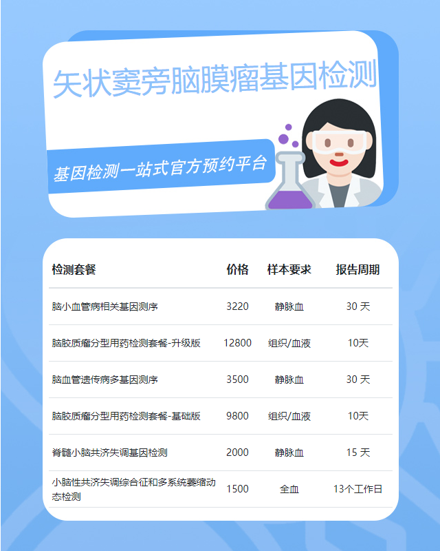 邯鄲矢狀竇旁腦膜瘤基因檢測遺傳病多少錢