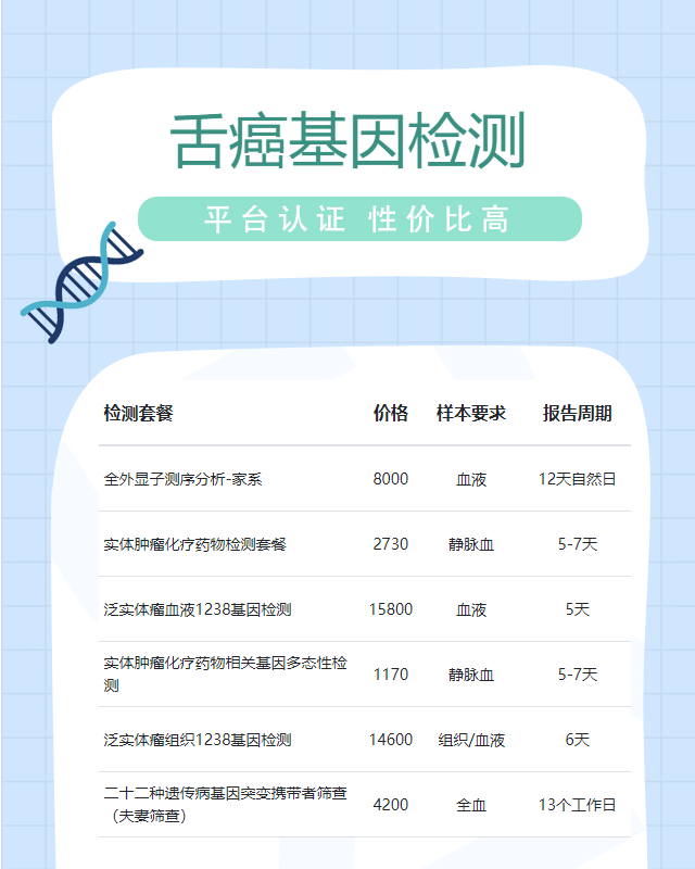 信陽(yáng)舌癌基因檢測(cè)能查出多少種遺傳病