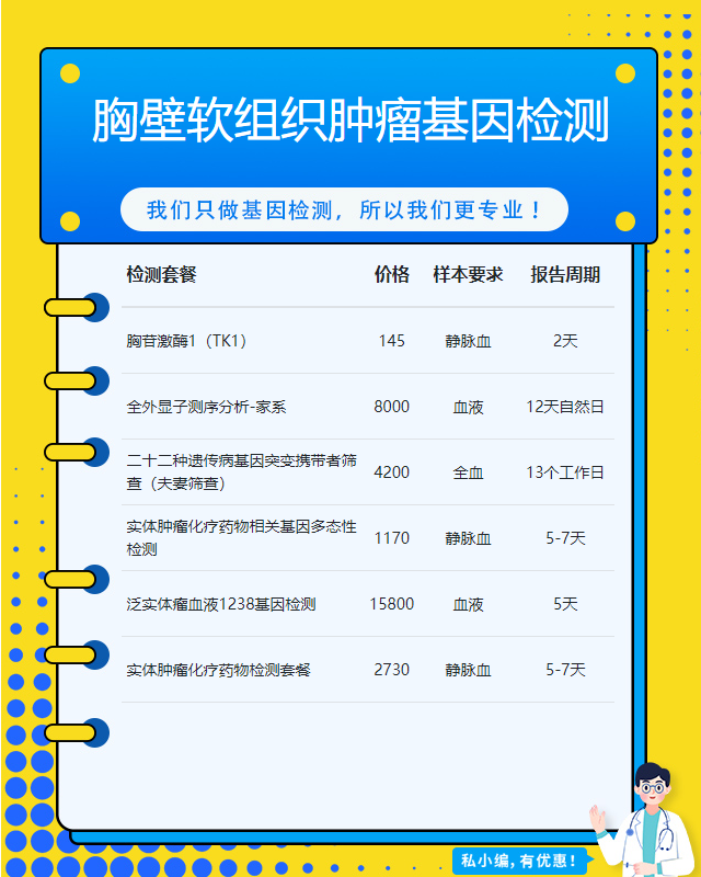揚州胸壁軟組織腫瘤基因檢測多少錢做一次